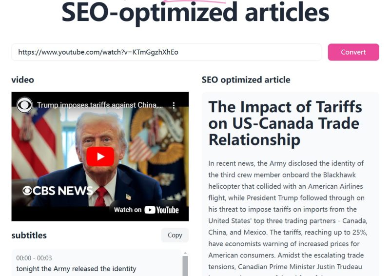 网站名称：video to article-砚冰资源网