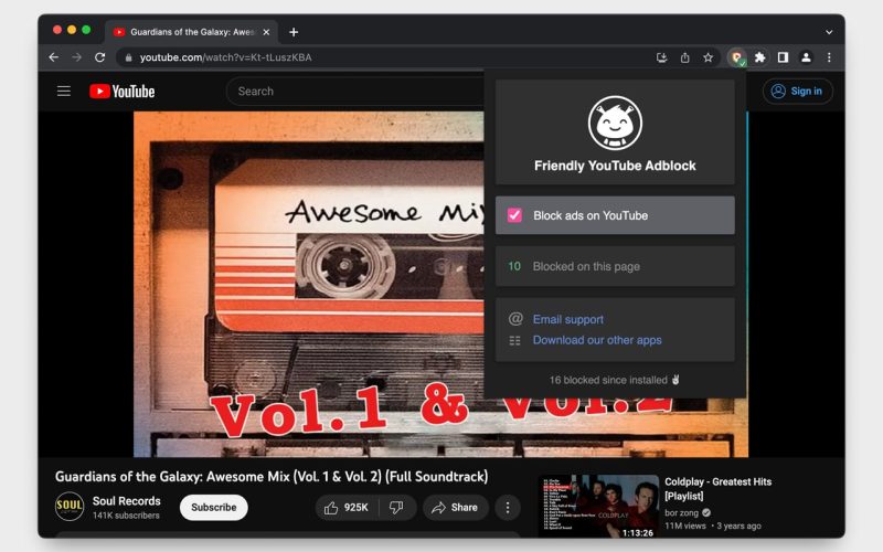 插件名称：YouTube Adblock by Friendly-砚冰资源网